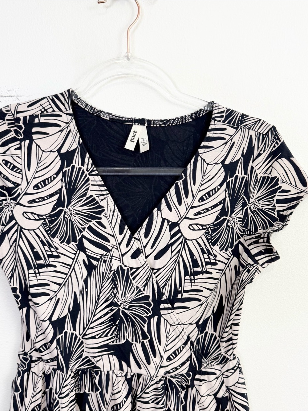 Pact Organic Cotton Tropical Leaf Fit & Flare Dress Small - Picture 3 of 6